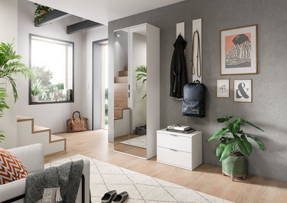 Homes & Jones Garderobenset 3-tlg, weiß Hochglanz, Flurmöbel mit Spiegelschrank