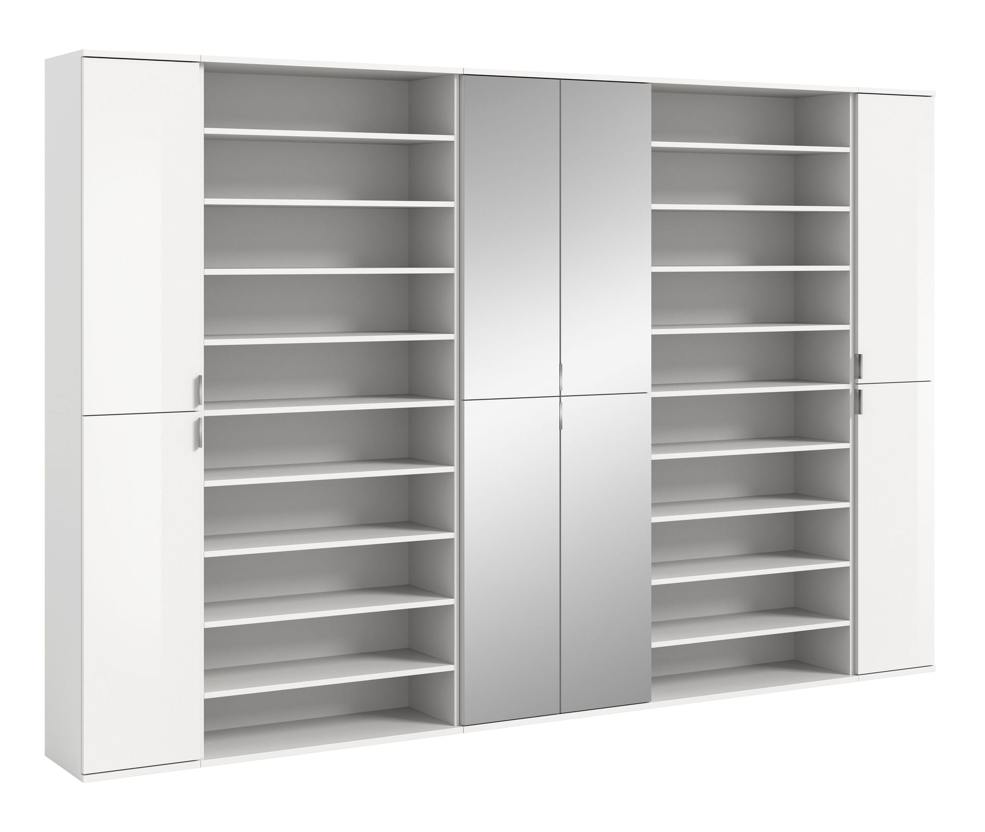 Schuhschrank-Garderobe mit zwei Türen und vielen Regalfächern, weiß