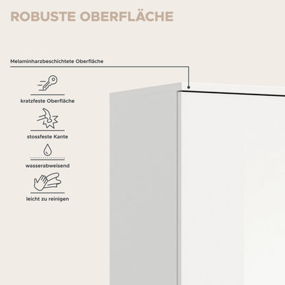 Robuste Schrankoberfläche: melaminbeschichtet, kratzfest, wasserabweisend, leicht zu reinigen
