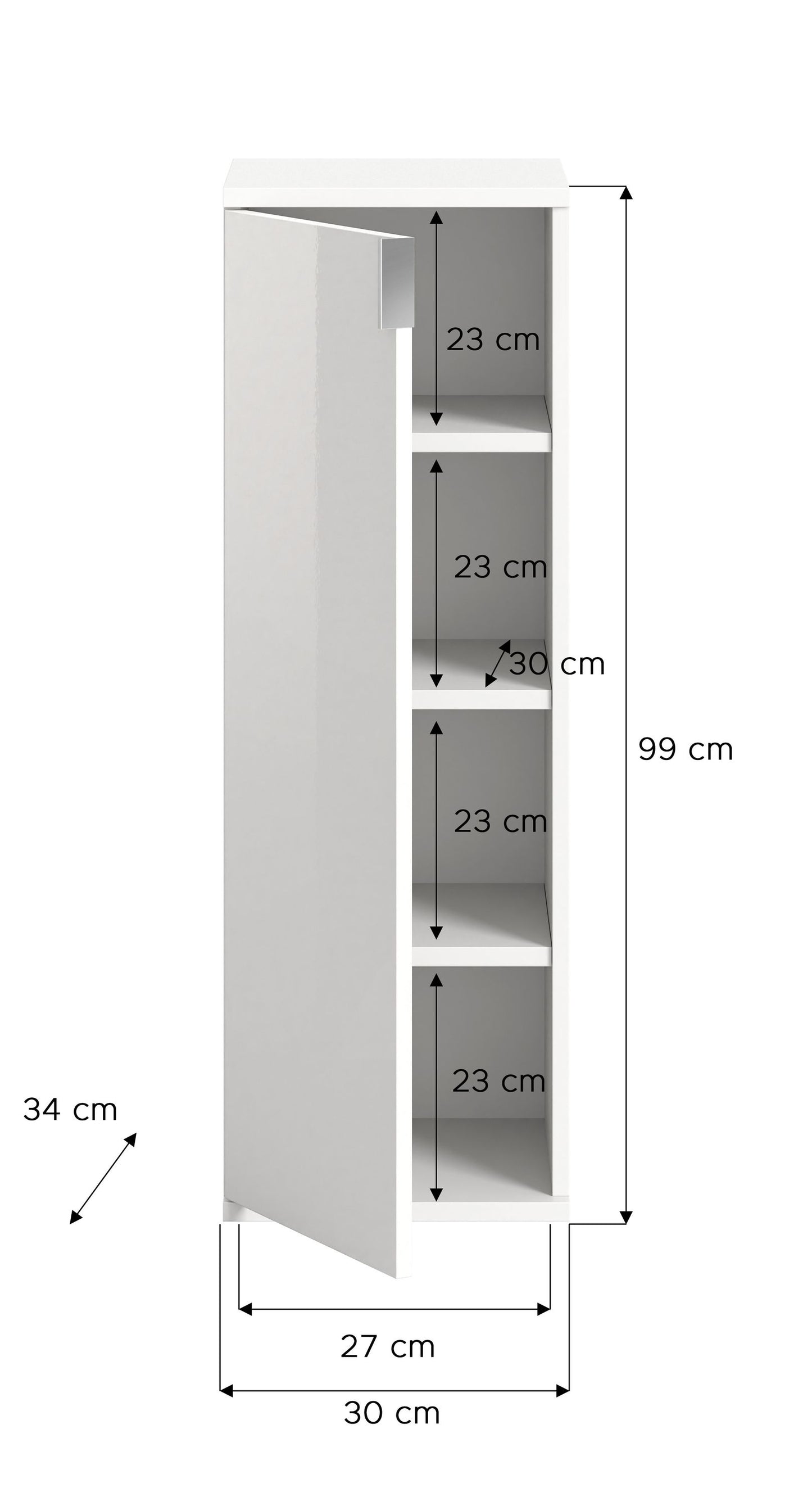 Commode Projet X 30x99x34 cm - Meuble de rangement multi-usages