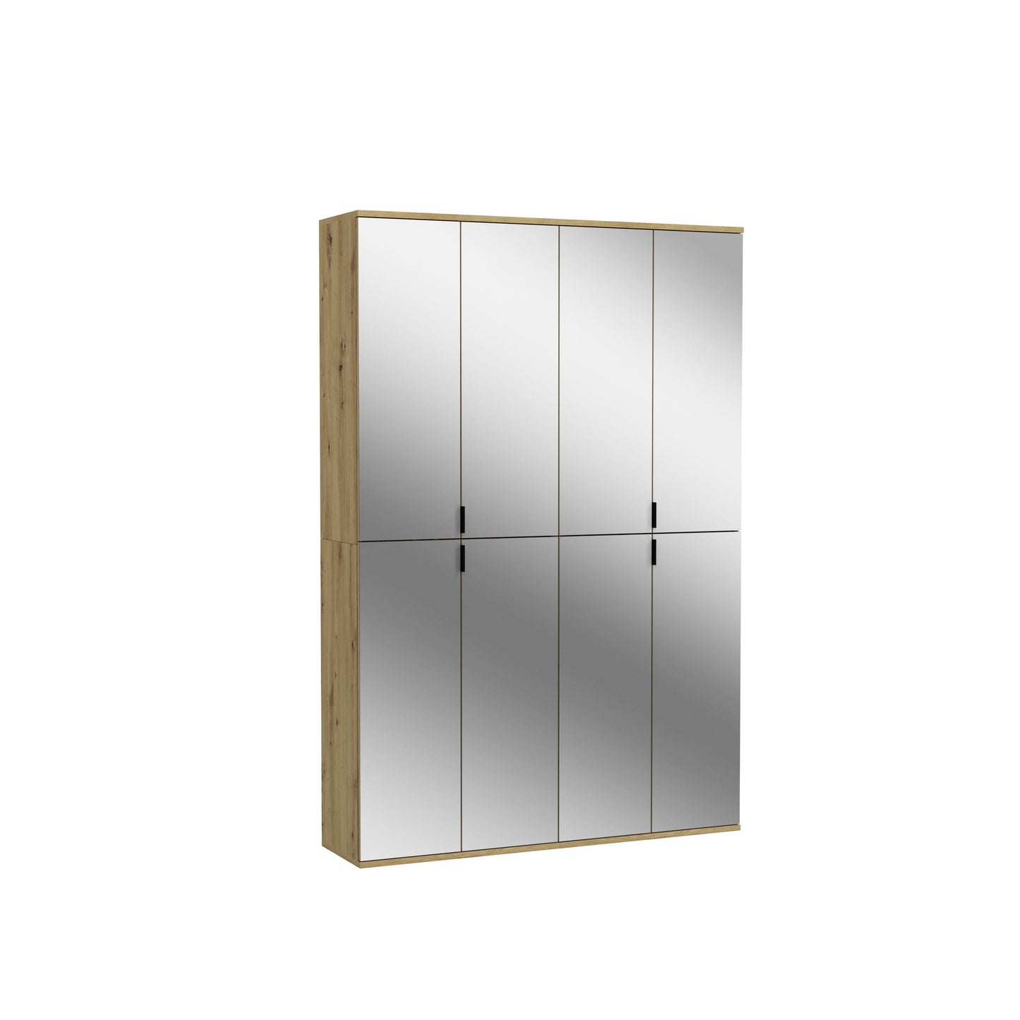 Spiegelschrank-Set mit Artisan-Eiche-Korpus, Spiegeltüren und schmalen Griffen, 2-tlg.