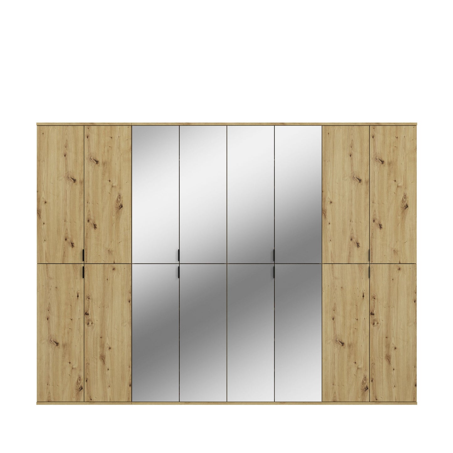 Homes & Jones Schränke 4er Set, 2x Schrank mit Spiegelfront, 2x Schrank mit Tür