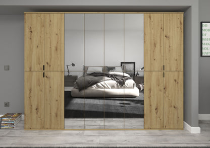 Homes & Jones Schränke 4er Set, 2x Schrank mit Spiegelfront, 2x Schrank mit Tür