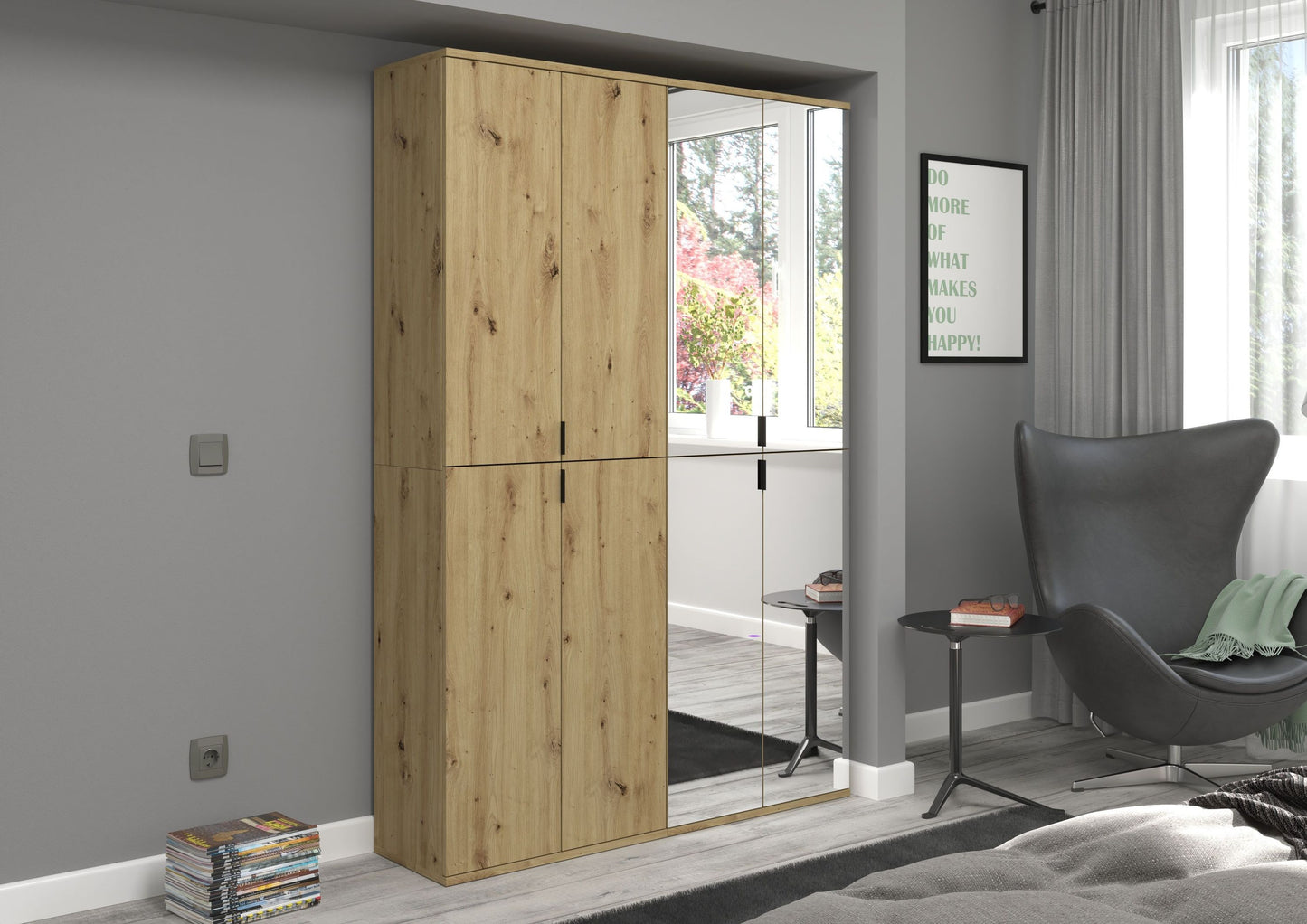 Homes & Jones Schränke 2er Set,1x Schrank mit Türen,1x Schrank mit Glasfronten