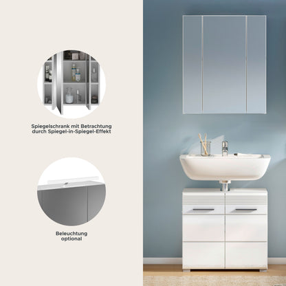Homes & Jones Badezimmermöbel Set 2tlg. Hochglanz Front, Badezimmer-Set