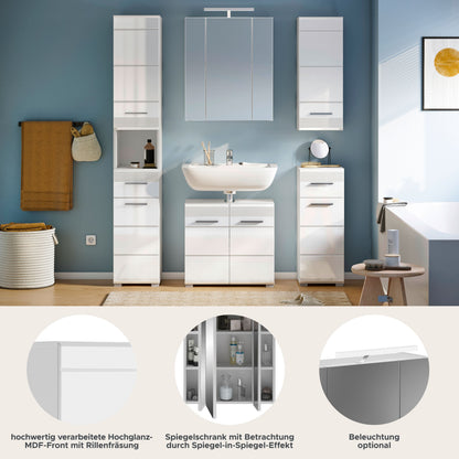 Ensemble de meubles de salle de bain Linus 5 pièces, éclairage inclus