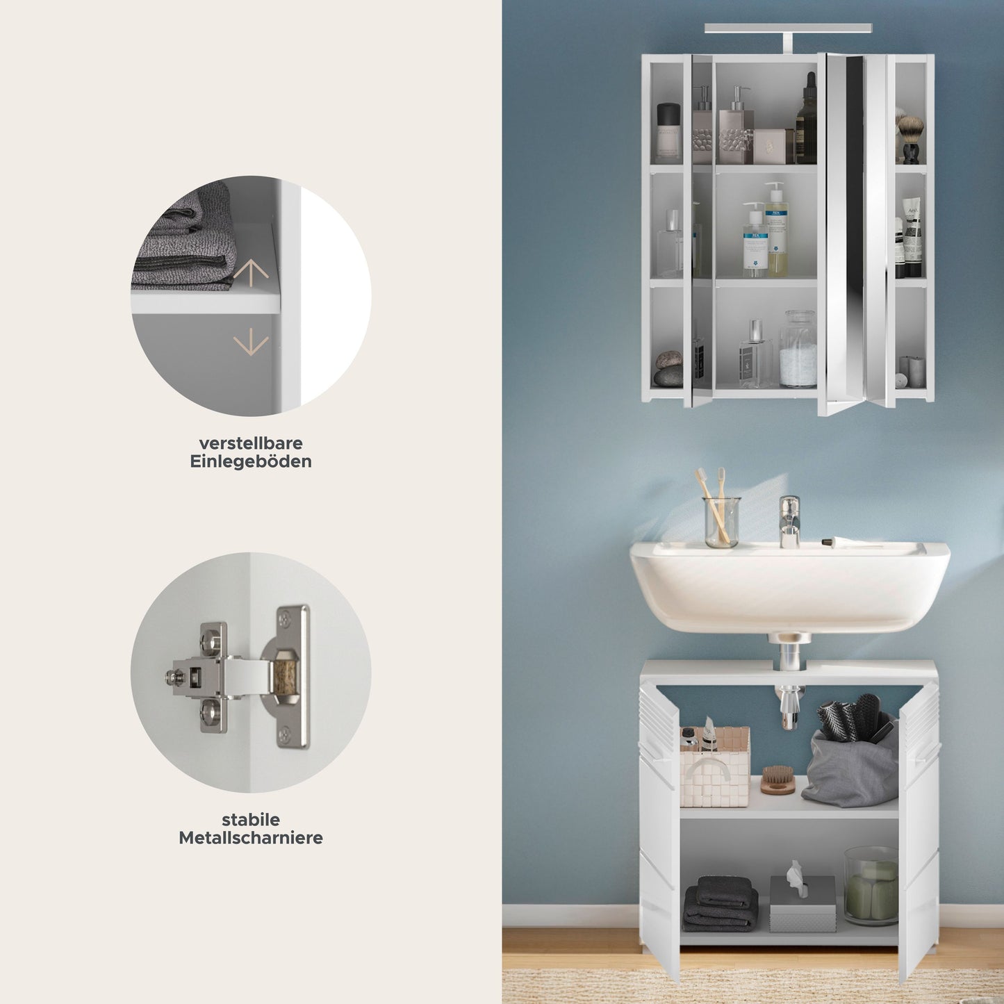 Ensemble de meubles de salle de bain Linus 2 pièces avec éclairage