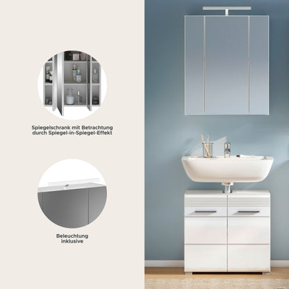 Ensemble de meubles de salle de bain Linus 2 pièces avec éclairage