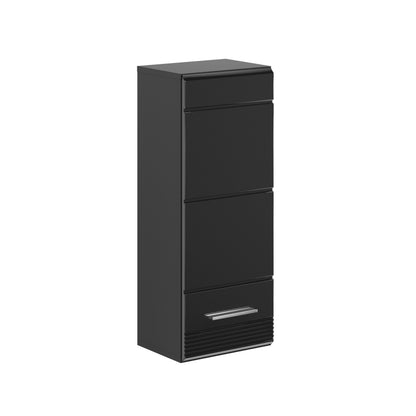 Badezimmerschrank mit Hochglanzfront, Schubfach unten, schwarz