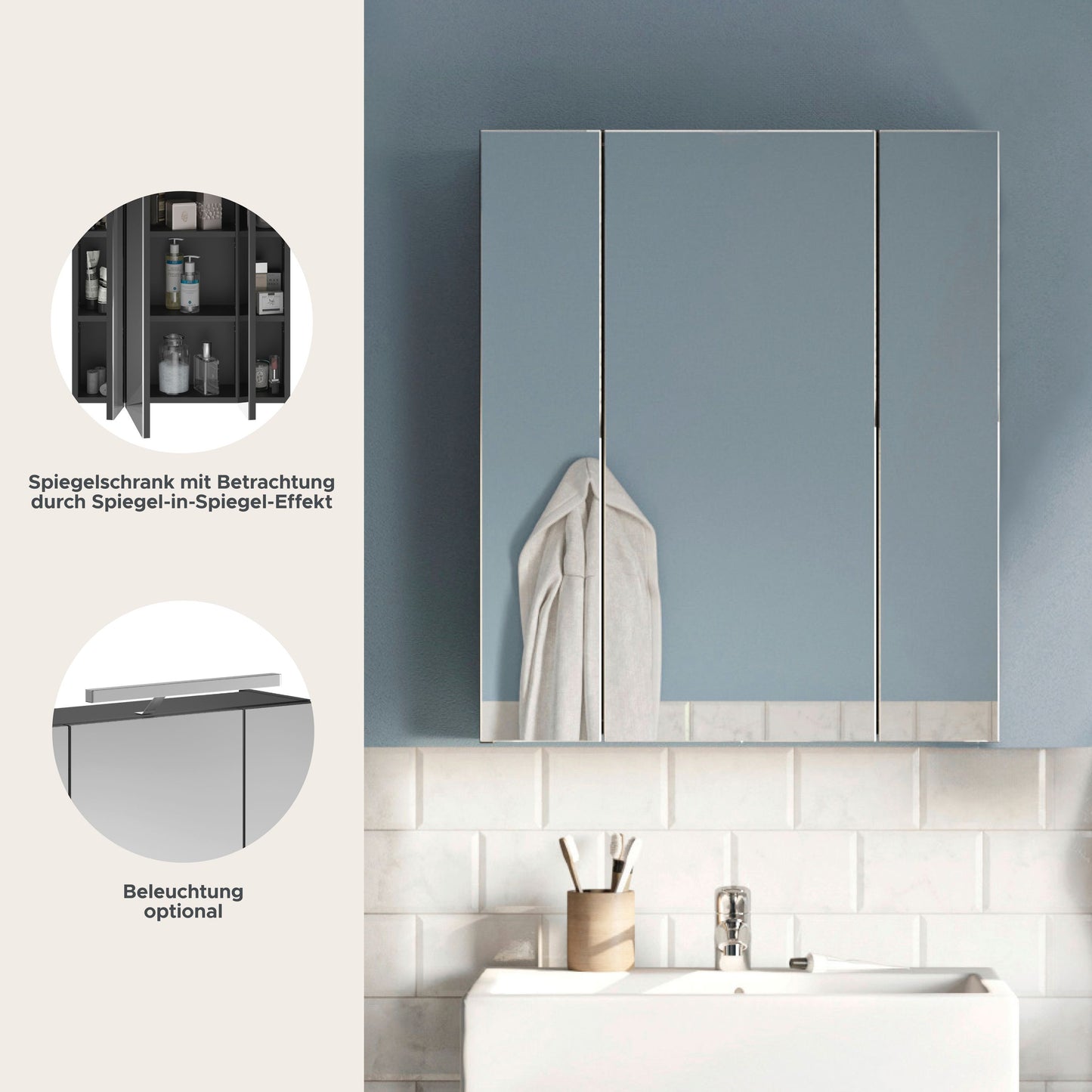 Armoire de toilette Linus 60 x 70 x 18 cm