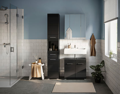 Homes & Jones Badezimmermöbel Set 3tlg. mit Spiegelschrank, Hochschrank und WBU