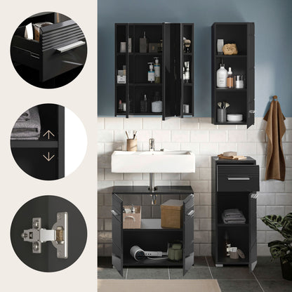 Homes & Jones Badezimmermöbel Set 4tlg. Hochglanz Front, Badezimmer-Set