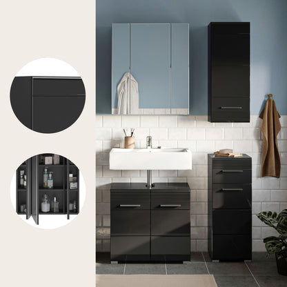 Homes & Jones Badezimmermöbel Set 4tlg. Hochglanz Front, Badezimmer-Set