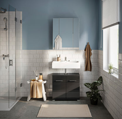 Homes & Jones Badezimmermöbel Set 2tlg. Hochglanz Front, Badezimmer-Set