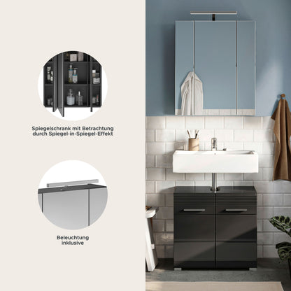 Ensemble de meubles de salle de bain Linus 2 pièces avec éclairage