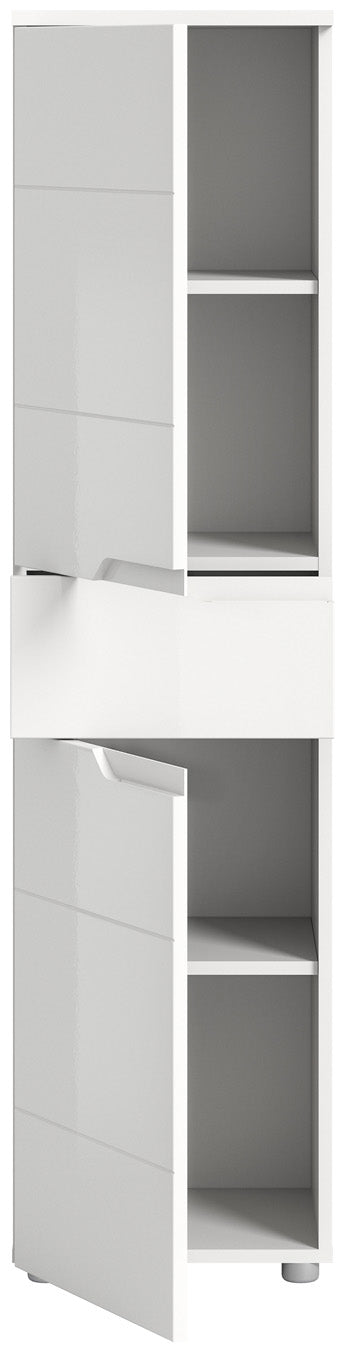 Homes & Jones Badhochschrank weiß Hochglanz Front, Badschrank-Badmöbel