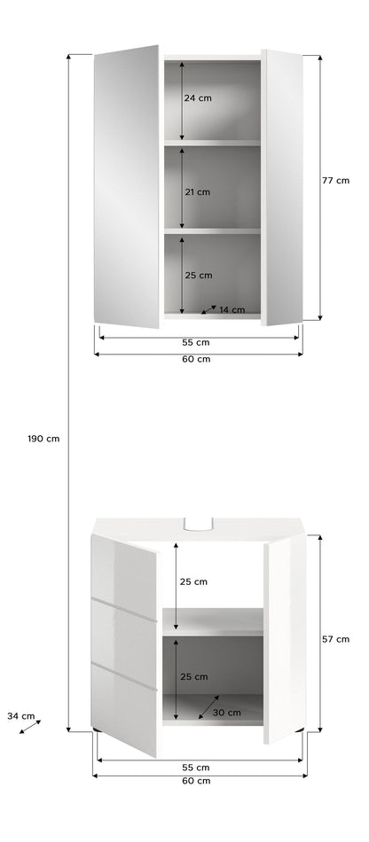 Ensemble salle de bain Vira 2 pièces 190 x 34 x 60 cm