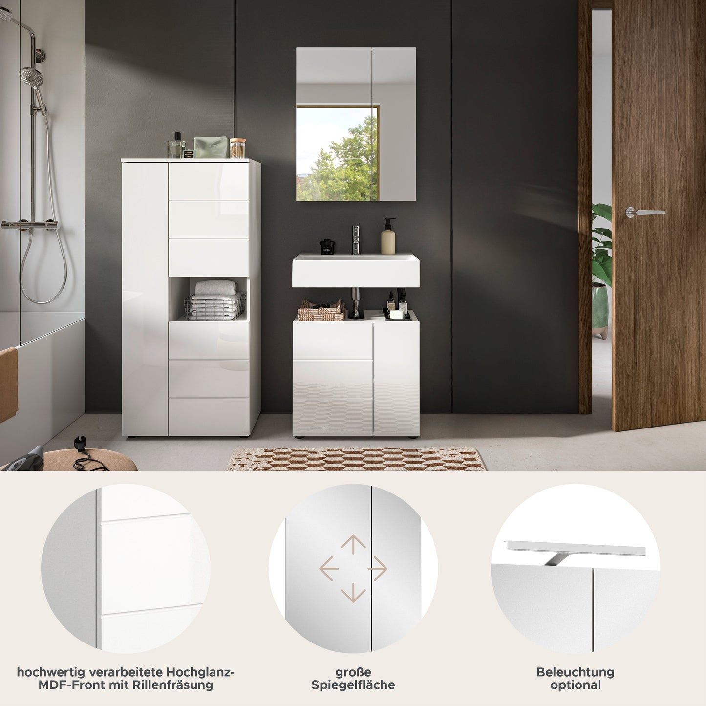 Ensemble de salle de bain Vira 135 x 190 x 34 cm