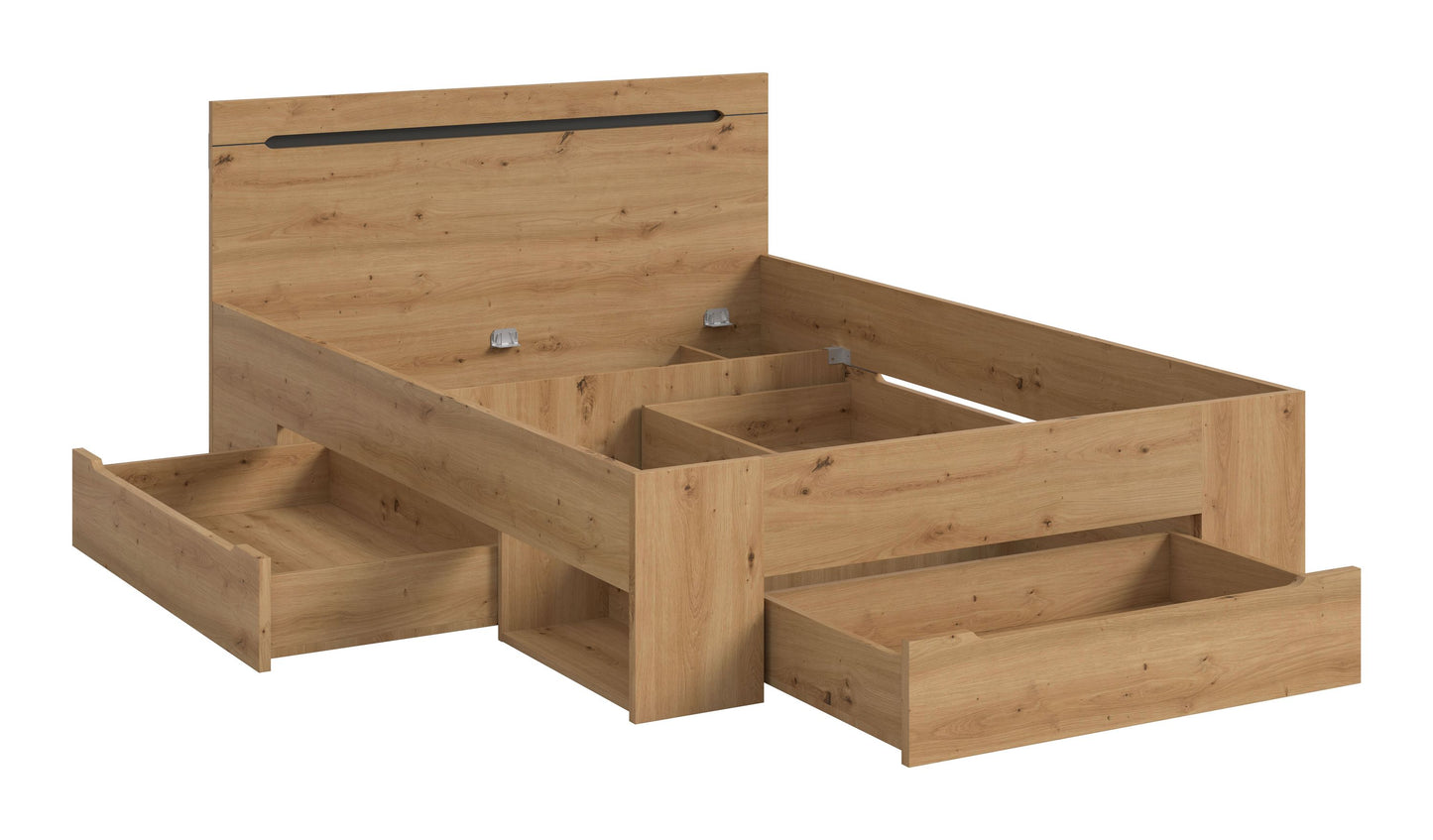 Lit Sova 140x200 Lit moderne avec tiroirs et compartiments