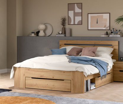 Lit Sova 140x200 Lit moderne avec tiroirs et compartiments