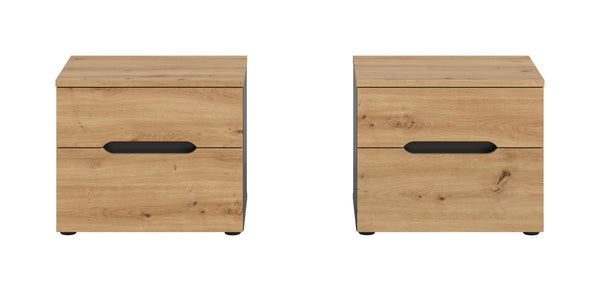 Nachttisch Sova 2er-Set – Eiche-Optik & Schwarz