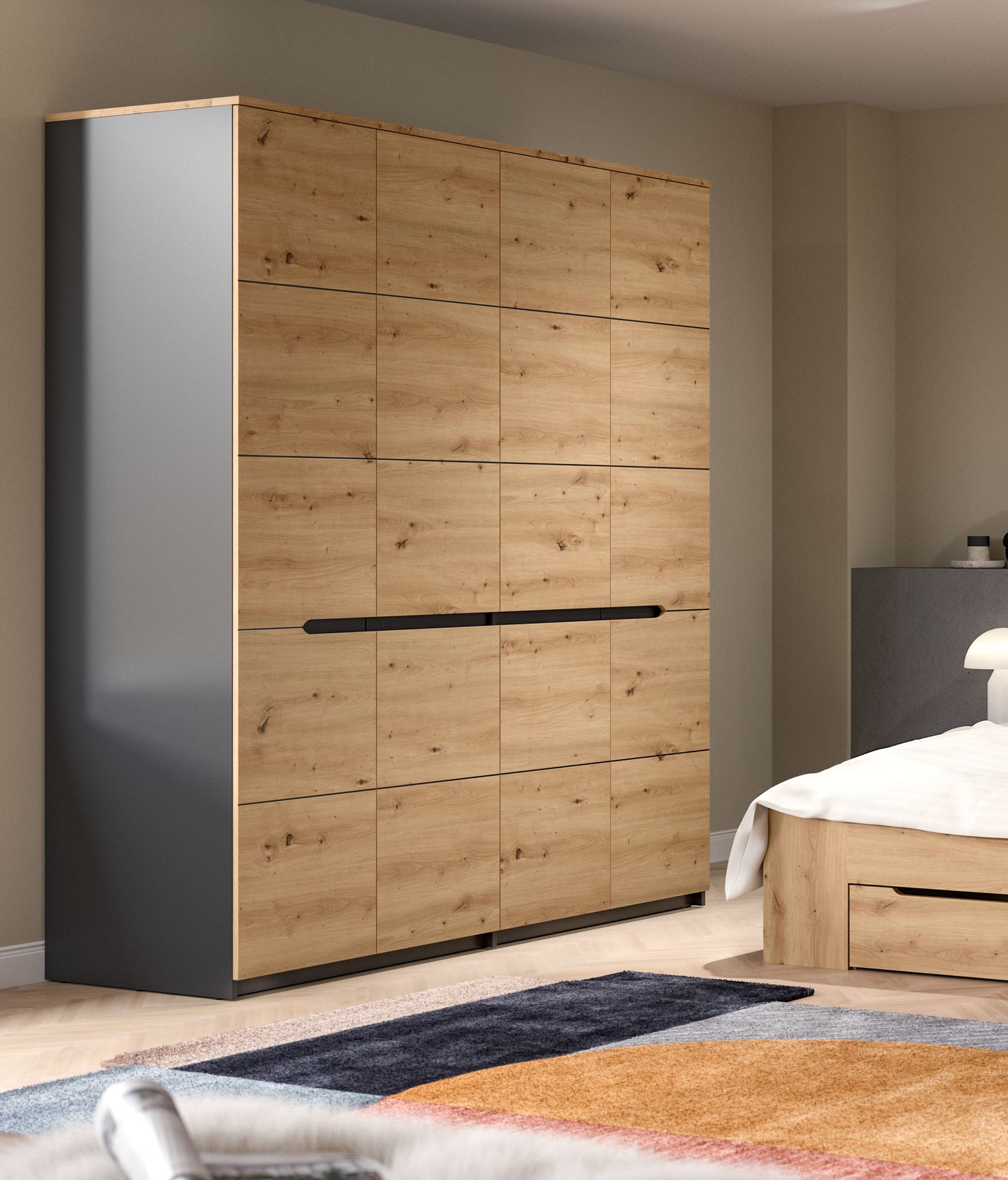 Homes & Jones Kleiderschrank 180 cm breit, Schlafzimmerschrank 4-türig