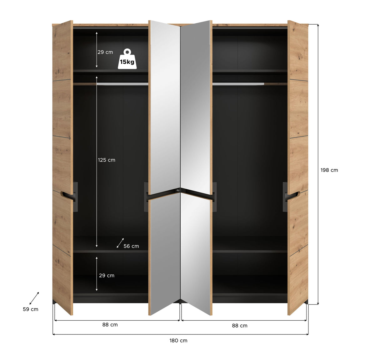 Wardrobe Sova 4-door 180 x 198 x 59 cm