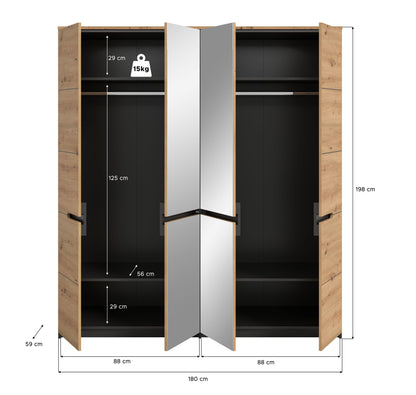 Wardrobe Sova 4-door 180 x 198 x 59 cm