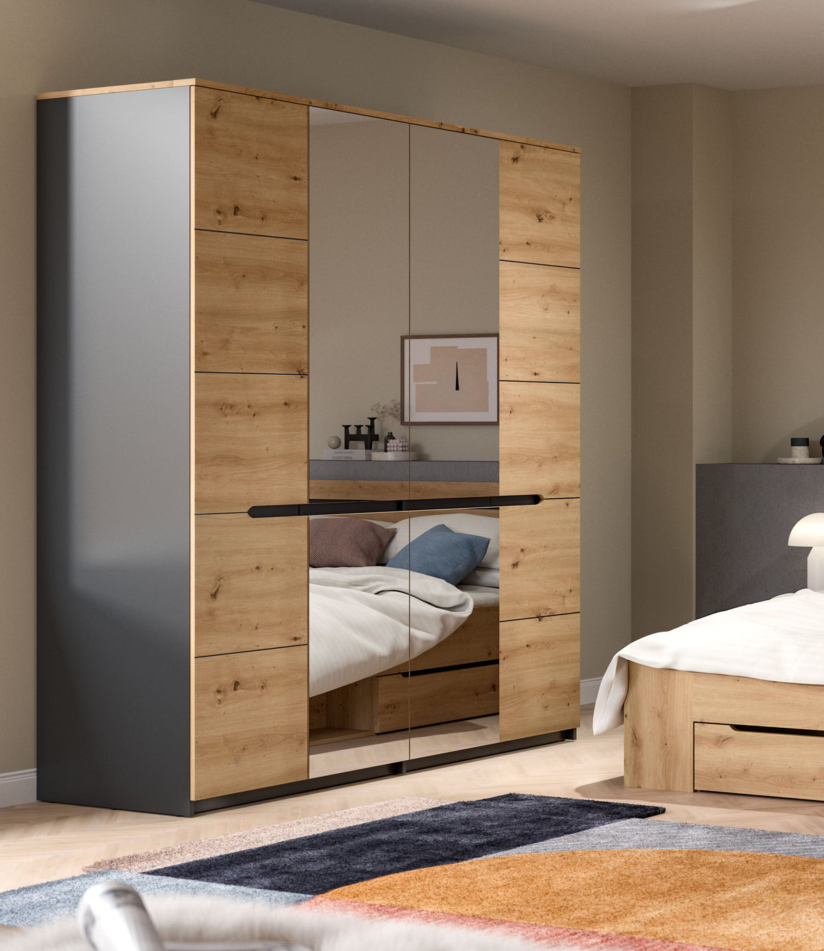 Homes & Jones Kleiderschrank 180 cm breit, Schlafzimmerschrank mit Spi