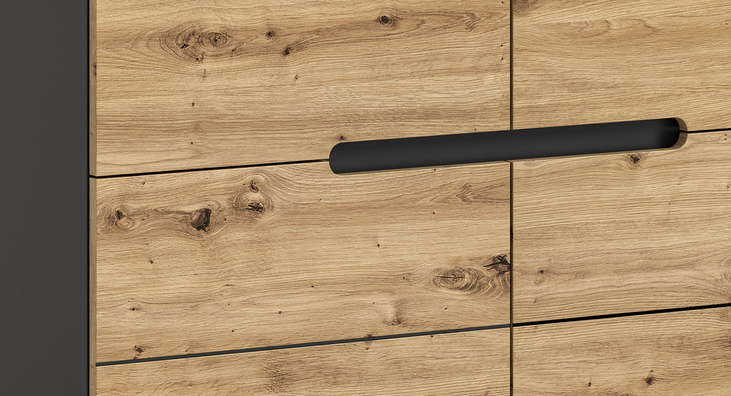 Homes & Jones Kommode mit Schubladen, Holzdekor, 100 cm, schwarzer Griff