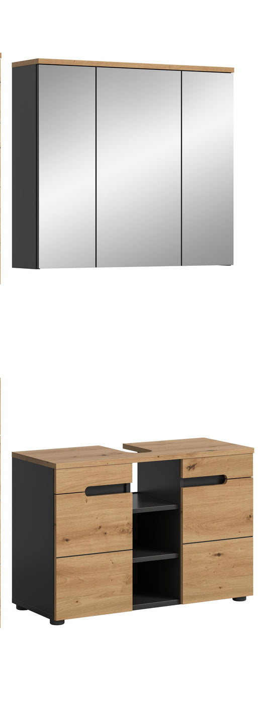 Ensemble de meubles de salle de bain Canu 2 pcs 80x193x34 cm