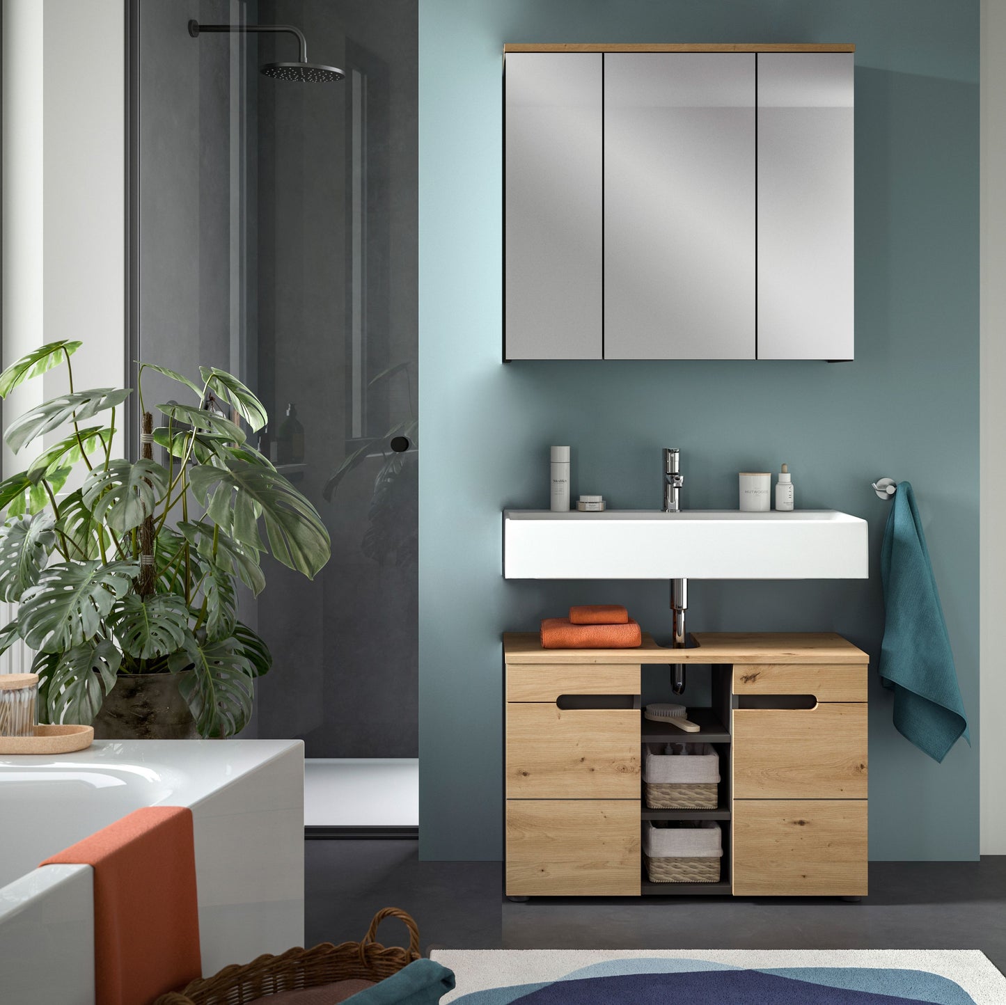 Ensemble de meubles de salle de bain Canu 2 pcs 80x193x34 cm
