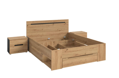 Sova Bedroom Set – Bed Frame 140x200 cm & 2 Bedside Tables