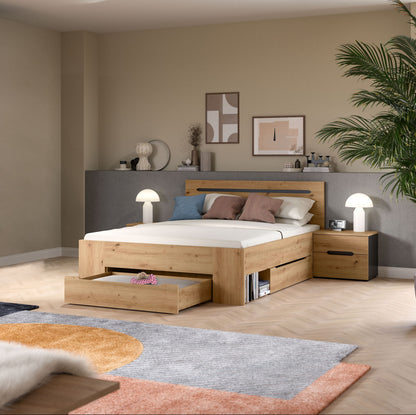 Sova Bedroom Set – Bed Frame 140x200 cm & 2 Bedside Tables