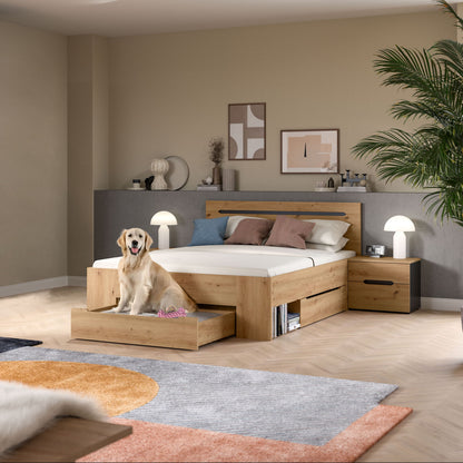 Sova Bedroom Set – Bed Frame 140x200 cm & 2 Bedside Tables