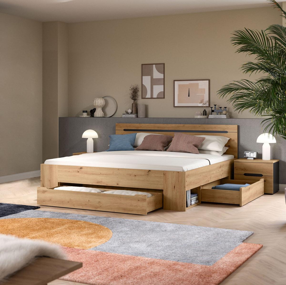 Bedroom Set Sova – Bed 180x200 with Storage & 2 Nightstands