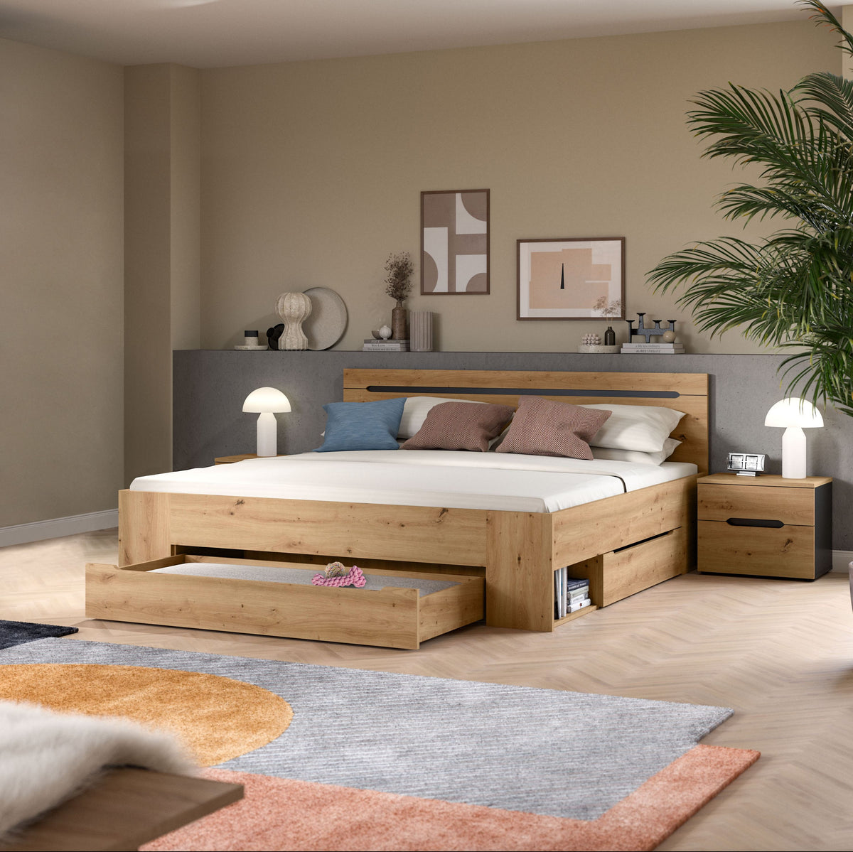 Bedroom Set Sova – Bed 180x200 with Storage & 2 Nightstands