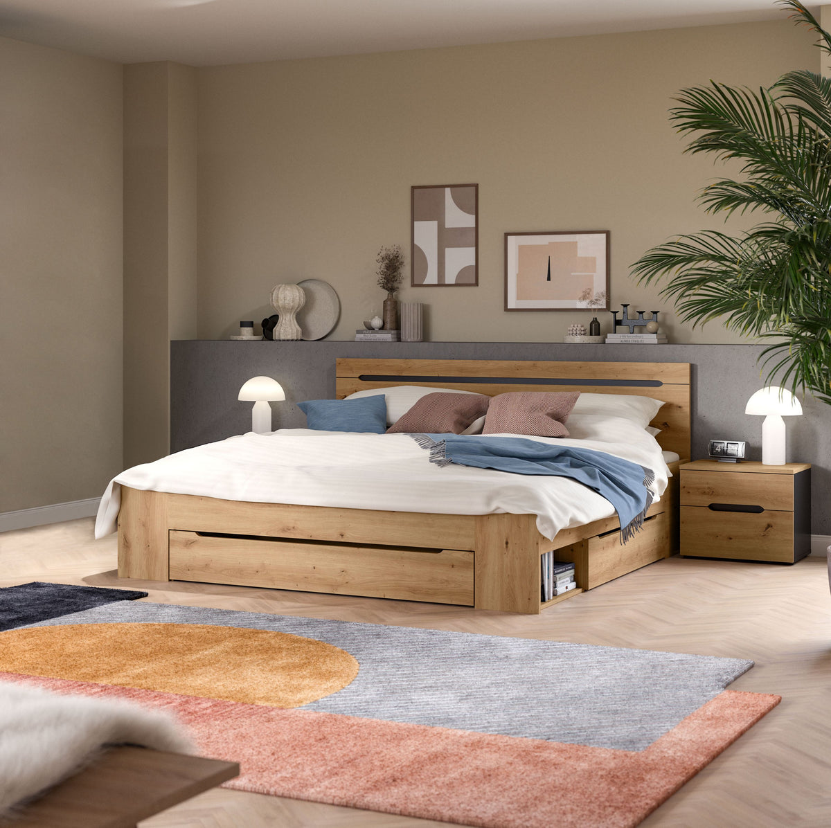 Bedroom Set Sova – Bed 180x200 with Storage & 2 Nightstands