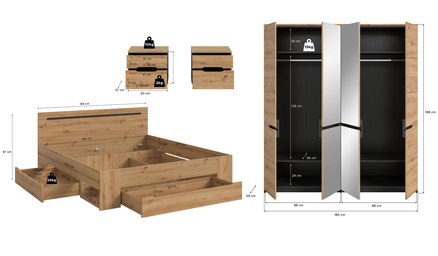 Bedroom Set Sova - Bed 180x200 Complete Set