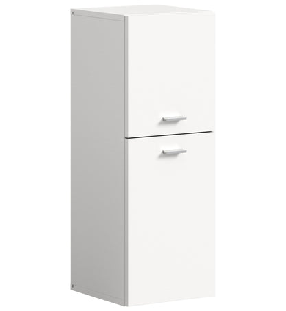 Weißer Badezimmerschrank mit 2 Schubfächern, flachem Griff, seitliche Ansicht