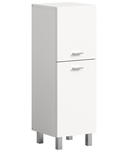 Weißer Badezimmerschrank mit zwei Auszügen und Griffmulden, stehend