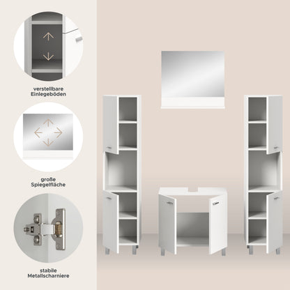 Homes & Jones Badezimmer Set 4tlg. Badmöbel hängend oder bodenstehend montierb.