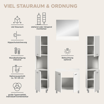 Homes & Jones Badezimmer Set 4tlg. Badmöbel hängend oder bodenstehend montierb.