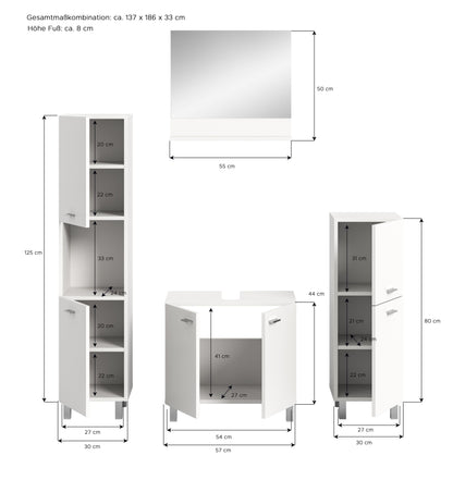 Homes & Jones Badezimmer Set 4tlg. Badmöbel hängend oder bodenstehend montierb.