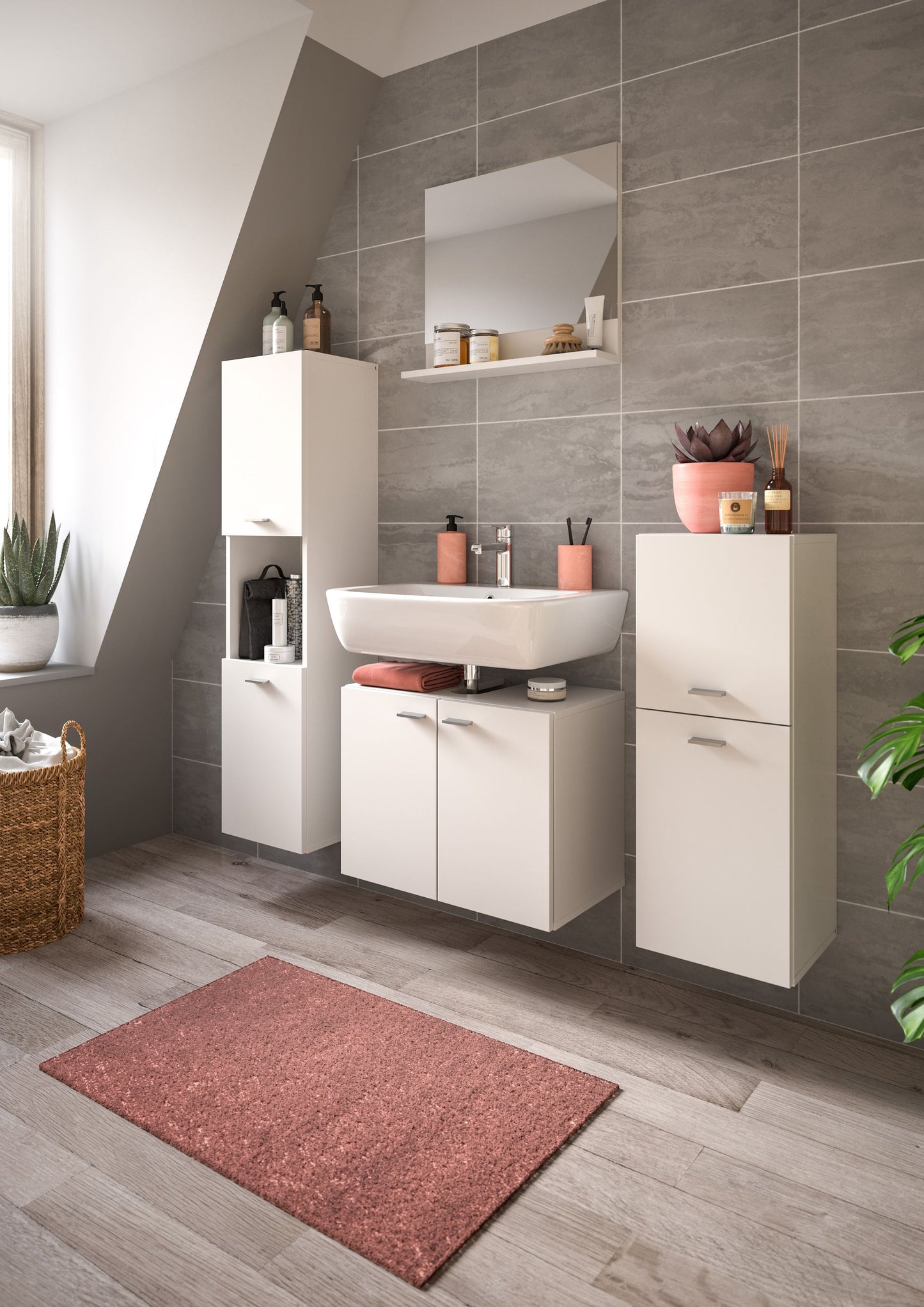 Homes & Jones Badezimmer Set 4tlg. Badmöbel hängend oder bodenstehend montierb.