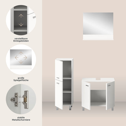 Homes & Jones Badezimmer Set 3tlg. Badmöbel hängend oder bodenstehend montierb.