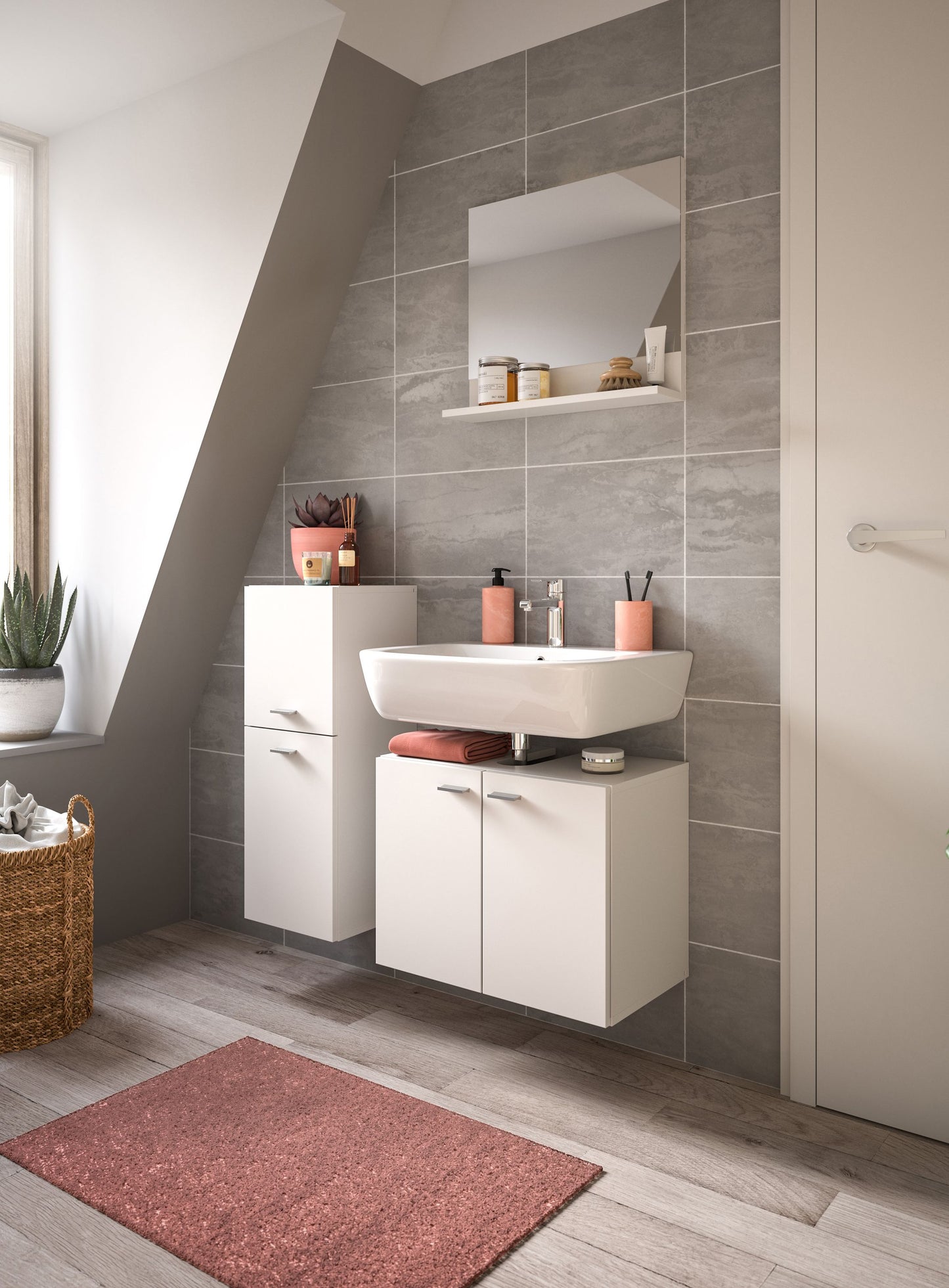 Homes & Jones Badezimmer Set 3tlg. Badmöbel hängend oder bodenstehend montierb.