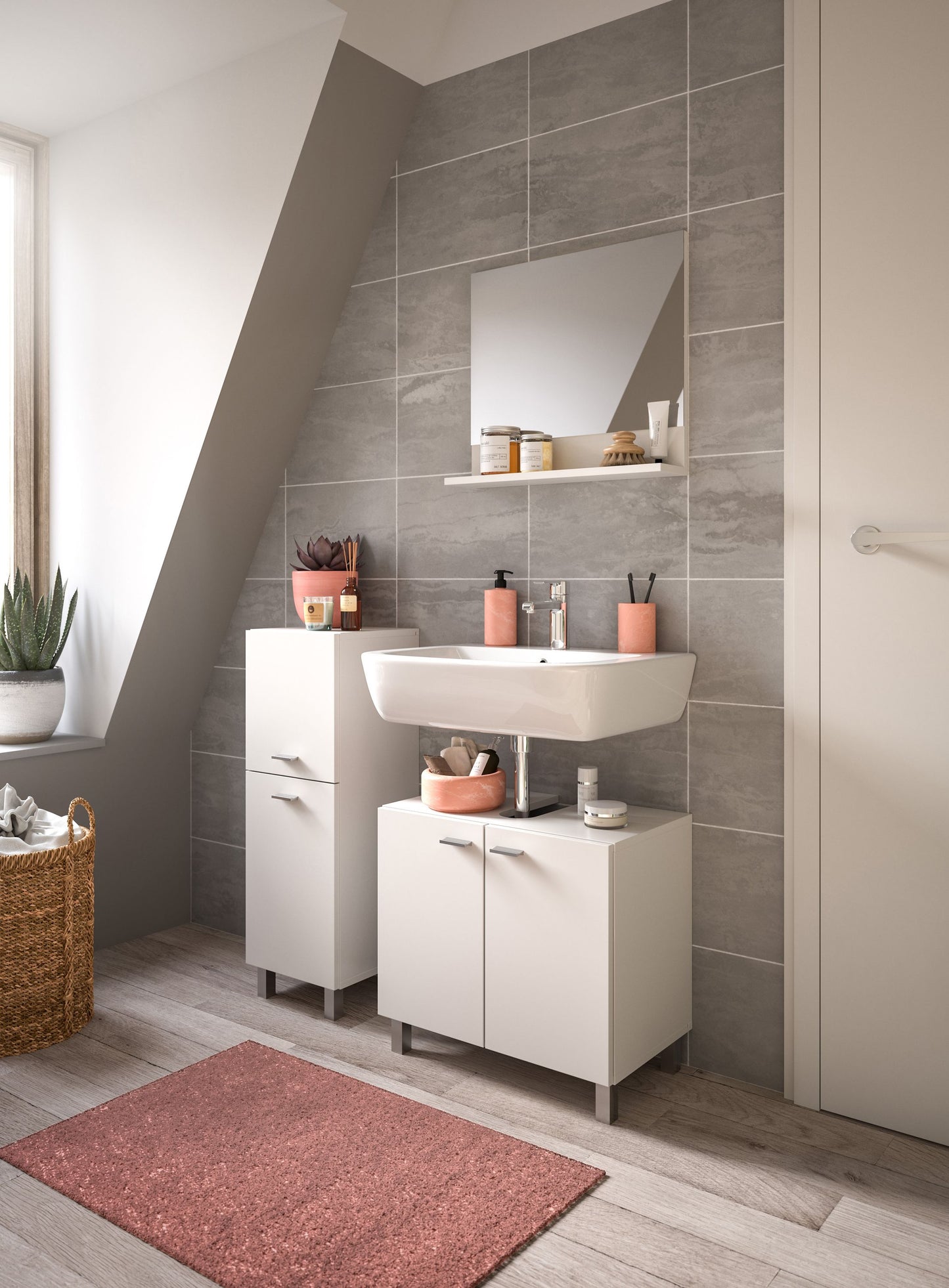 Homes & Jones Badezimmer Set 3tlg. Badmöbel hängend oder bodenstehend montierb.