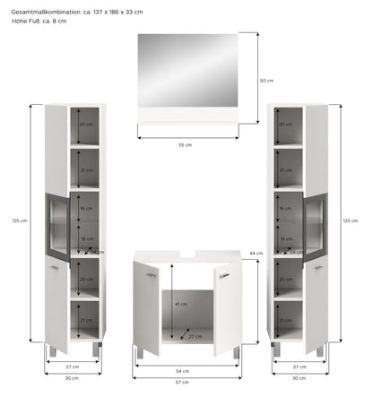 Homes & Jones Badezimmer Set 4tlg. Badmöbel hängend oder bodenstehend montierb.