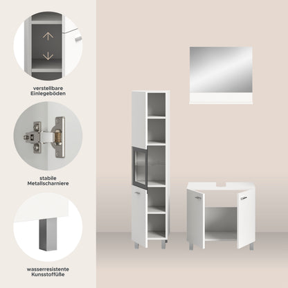 Homes & Jones Badezimmer Set 3tlg. Badmöbel hängend oder bodenstehend montierb.